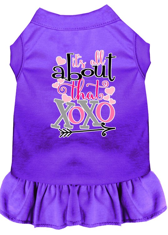 All about the XOXO Screen Print Dog Dress Purple Med